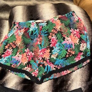 Vanilla Star Black Floral High Waist Shorts